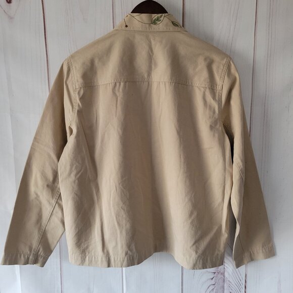 Tantrums Button Front Floral Embroidered Beige Women’s L Jacket, Like New, EUC - Picture 3 of 7
